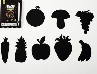 Set kreativ gërvishtës Yuelu Fruit Series, 8 kartona, për kalamaj, i zi