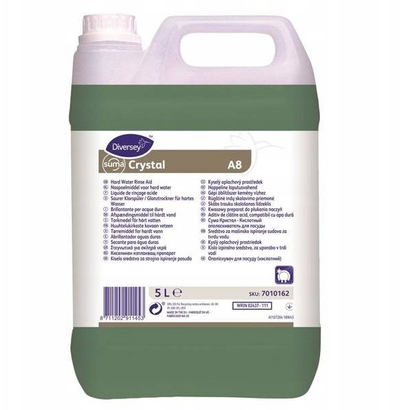 Përmirësues shpëlarjeje Diversey Suma Crystal A8, për makina enësh, 5L, jeshil
