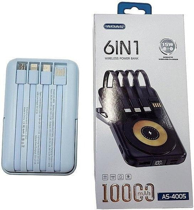 Karikues i jashtëm Adar 6 in 1, 10000mAh, shumëporta, i zi