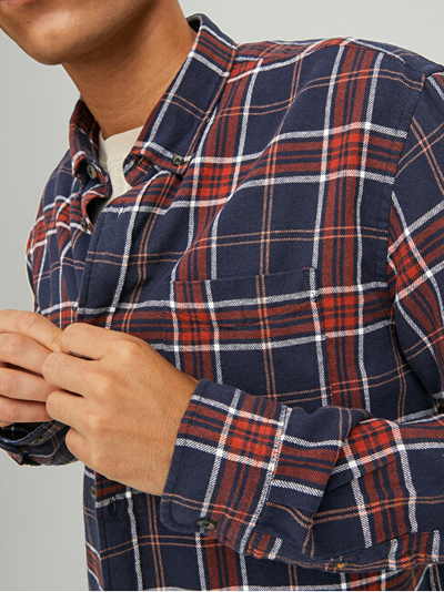 Këmishë JACK&JONES JJECLASSIC Slim Fit, e kaltër/kuqe