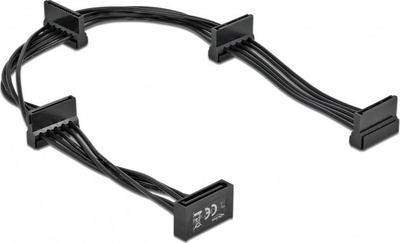Kabllo rryme DeLOCK, SATA 15 Pin në 4x SATA 15 Pin, 40 cm, e zezë