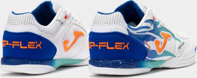 Atlete futsalli Joma Top Flex 2576 për kalamaj, lëkurë, shollë gome, të bardha royal