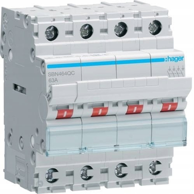 Ndërprerës automatik Hager SBN464QC, 63A, 4 pole, gri