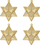 Set zbukurimesh për pemë pa bredhi Golden Stars, 4 copë, Ø 7.5cm, ngjyrë ari
