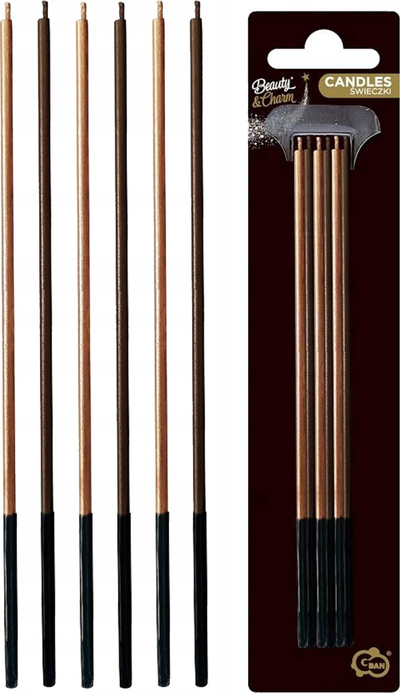 Qirinj torte Godan Metallic Candles, 17 cm, 6 copë, bakër metalik