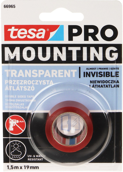 Shirit montues Tesa Mounting Pro, transparent, 1.5cm x 19m