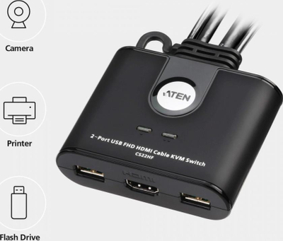 KVM switch Aten CS22HF, 2 porta, HDMI FHD, USB