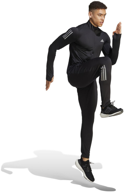 Bluzë sportive Adidas Quarter Zip Fleece, me zinxhir çerek, me mëngë të gjata, e zezë