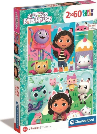 Puzzle Clementoni SuperColor Gabby's Dollhouse 2x60 copa, për fëmijë 4+, shumëngjyrësh