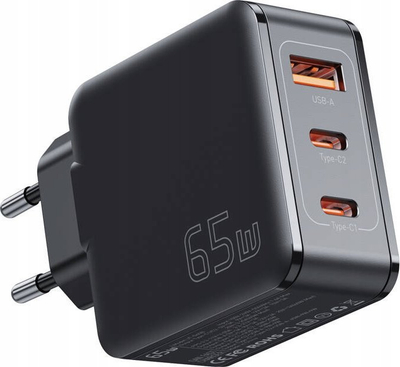 Karikues muri Essager ECT2CA-JZB01-Z, GaN, 65W, 2x USB-C edhe USB-A, i zi