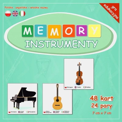 Lojë memorie Trefl Memory Instrumenty, 48 letra, edukative, shumëgjuhëshe