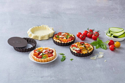Set forma tarti Pyrex AsimetriA, 4 copë, 10 cm, metal