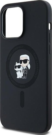 Mbulesë telefoni Karl Lagerfeld Liquid Silicone Karl and Choupette, MagSafe, për iPhone 14 Pro Max, e zezë