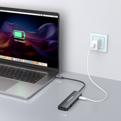Hub USB C Wozinsky WHBC10Y4S, 6 me 1, alumin, kabllo 25 cm, gri