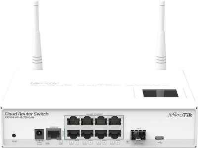 Firewall MikroTik CRS109, 128 MB, 8 x RJ - 45, i bardhë