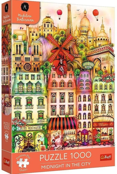 Puzzle Trefl Premium Plus Midnight in Paris, 1000 pjesë, poster ndihmës, shumëngjyrësh