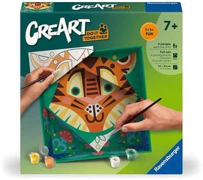 Set pikturimi Ravensburger CreArt Do It Together Tiger, pikturim me numra, 3 tabela, shumëngjyrëshe