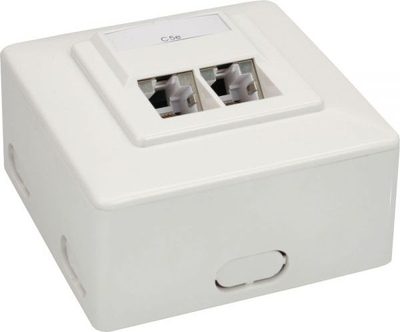 Prizë rrjeti InLine Socket Cat.5e, 2x RJ45, e bardhë