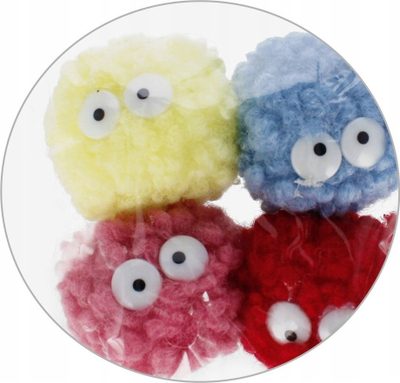 Pompom dekorativ Craft with Fun, 4 copë, me shumë ngjyra