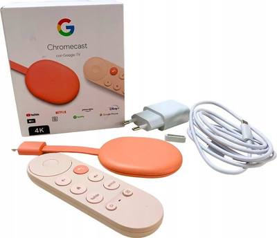 Pajisje streaming Google Chromecast me Google TV, 4K Ultra HD, HDMI, e bardhë