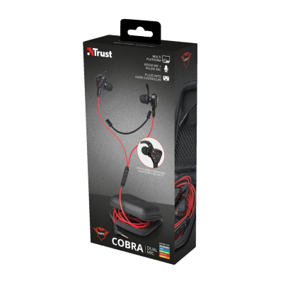 Kufje gaming Trust GXT 408 Cobra, me kabllo, të kuqe e zeza