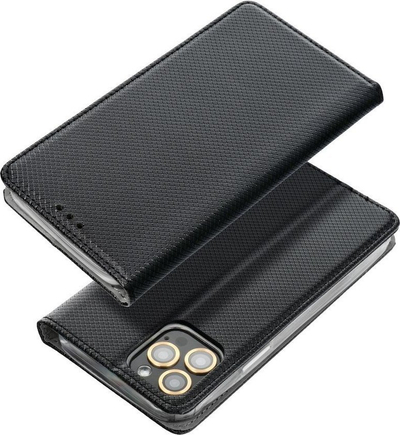 Kapak telefoni magnetic për Oppo A98 5G, tip libër, me mbajtëse kartash, i zi