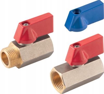 Valvul sferike mini Ferro 1/2" FF, bronzi, e kuqe