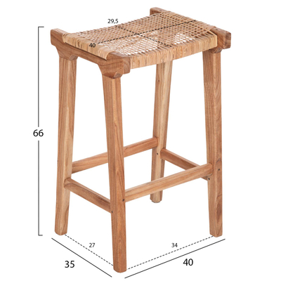Stol mesatar druri mindi & ulëse rattan 40×35×66 cm (HM9382.11)