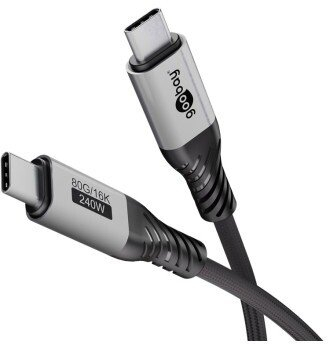 Kabllo USB C Goobay 74776, 1.5m, 240W, i zi gri