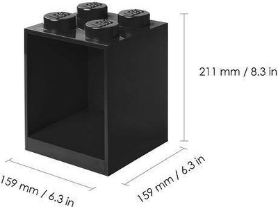 Raft muri LEGO Brick Shelf 4 Stud, plastik, për kalamaj, i zi
