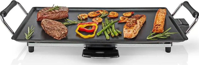 Grill elektrik tavoline Nedis Teppanyaki, 47.5cm x 26.5cm, me veshje jo ngjitëse, ngjyrë e zezë