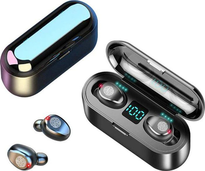 Kufje Bluetooth TWS BT, Bluetooth 5.1, kuti karikimi me ekran LCD, të zeza