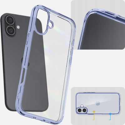 Mbështjellës telefoni Spigen Ultra Hybrid Sky Crystal, për iPhone 16 Plus, transparent