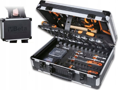 Set veglash Beta Worker BW, 163 pjesë, në valixhe alumini, portokalli me të zezë