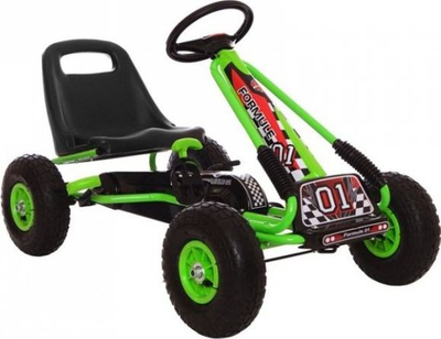 Gokart me pedale A-15, metalik, për kalamaj, jeshil