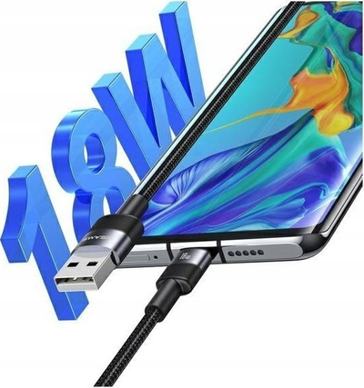 Kabllo USB Usams SY Series US SJ718, USB A në USB C, 1.2m, 18W, e zezë