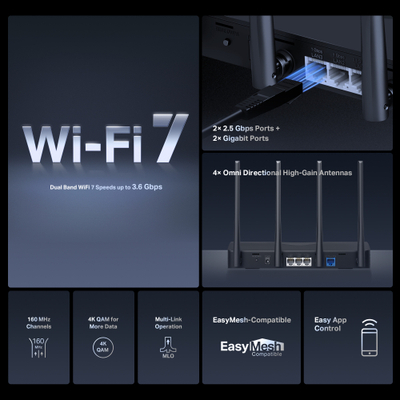 Router Mercusys BE3600, Wi-Fi 7