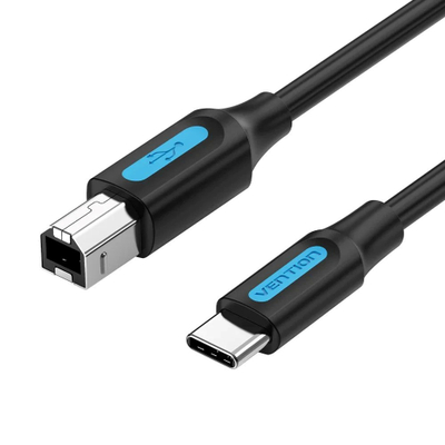 Кабел за печатач Vention USB-C во USB-B, 2.0, 1m, црн