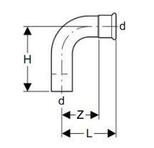 Bërryl Geberit Mapress Kupfer (34510), 90°, 28 mm