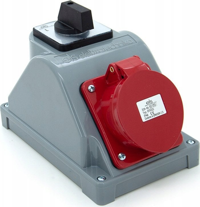 Prizë muri ELS Electrotechnics Combi, CEE 32A 5P, 1x 230V me ndërprerës 0 1, gri