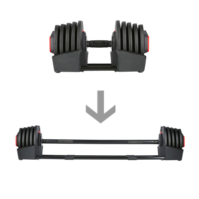 Set shtange dhe hantele HMS SGR40 PRO, peshë që e çon vetë 43.5 kg, 2 në 1, i zi me të kuqe