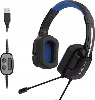 Kufje gaming Philips 4000 Series TAGH401BL/00, me kabllo USB A, over ear, ngjyrë e zezë