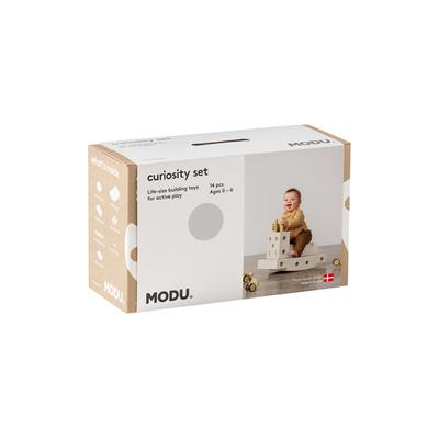 Lodër ndërtuese MODU Curiosity Set, blloqe shkumë, rrota, gri me të verdhë
