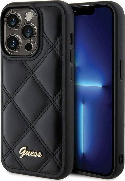 Këllëf telefoni Guess GUHCP15LPSQSQSK për iPhone 15 Pro 6.1\", me qepje quilted, i zi