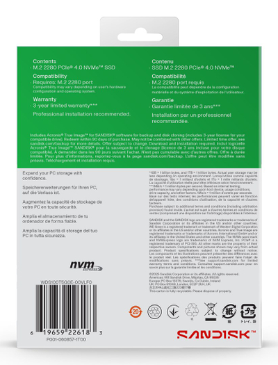 SSD i brendshëm Western Digital WD Green SN3000, 1TB, NVMe PCIe Gen4 M.2 2280, deri 5000 MB/s