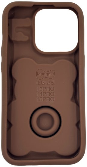 Kapak telefoni 3D Bear me mbajtëse, për iPhone 13, silikon, rozë