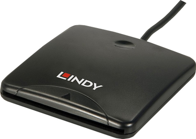 Lexues kartash i zgjuar Lindy USB 2.0 Smart Card Reader, me kabllo 1.5m, PC/SC EMV, i zi