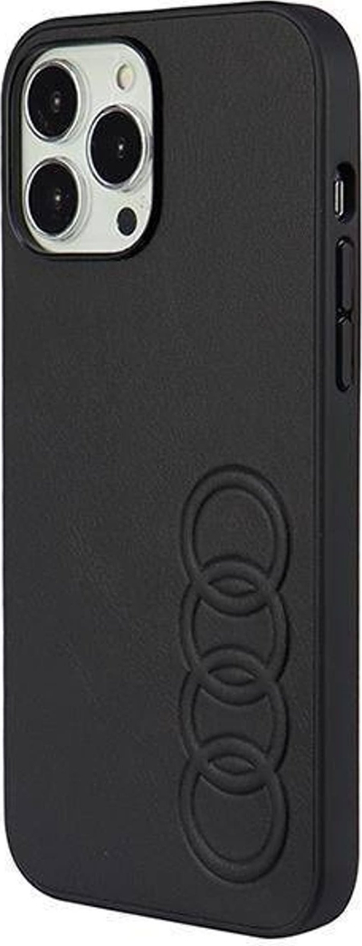 Futë mbrojtëse Audi prej lëkure sintetike për iPhone 13 Pro Max 6.7", hardcase, e zezë