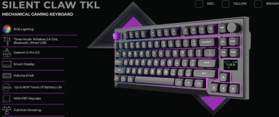 Set gaming PREYON Silent Claw TKL Owl Falcon Speed XL, wireless, RGB, i verdhë