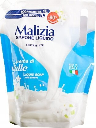 Sapun i lëngshëm Malizia me qumësht, refill 1L për duar